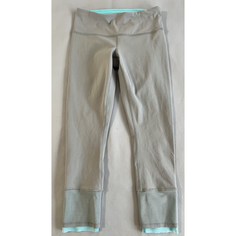LULULEMON  Women's Leggings Mesh Hem Contrast Color‎ Gray/Blue size 4